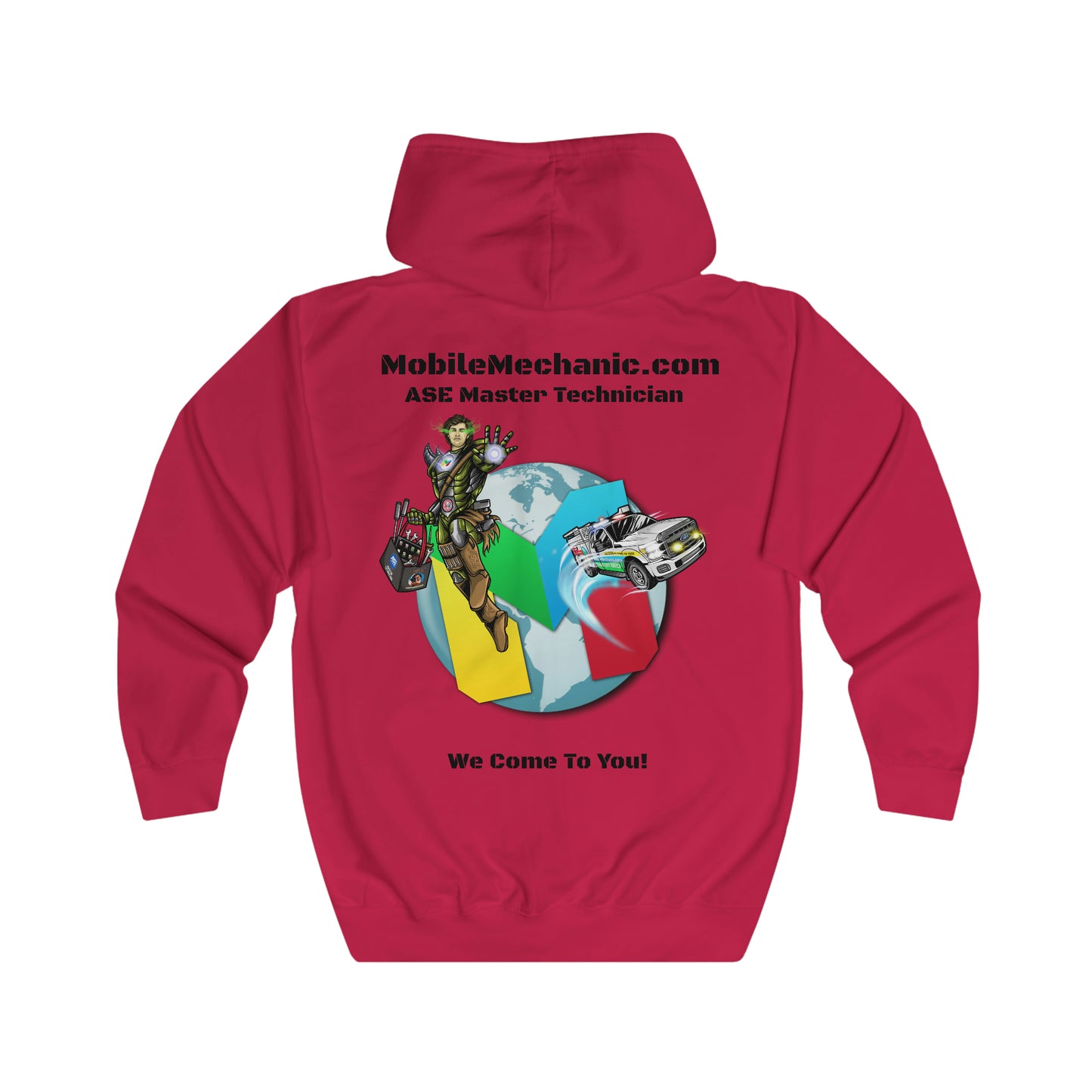 MobileMechanic.com Hoodie ASE Master Technician Light Colors - We Come To You