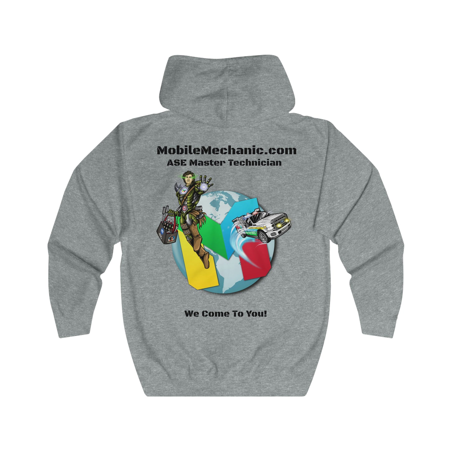 MobileMechanic.com Hoodie ASE Master Technician Light Colors -  We Come To You