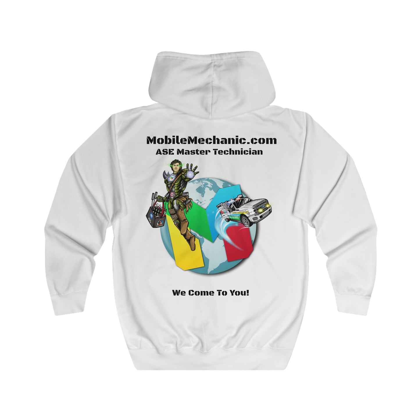 MobileMechanic.com Hoodie ASE Master Technician Light Colors -  We Come To You